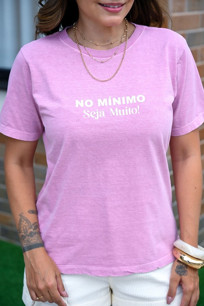 T-SHIRT ESTONADA SEJA MUITO - ROSA VINTAGE