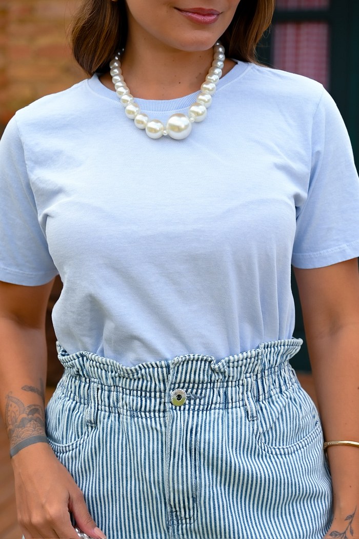 T-SHIRT ESTONADA LISA - AZUL CLARO