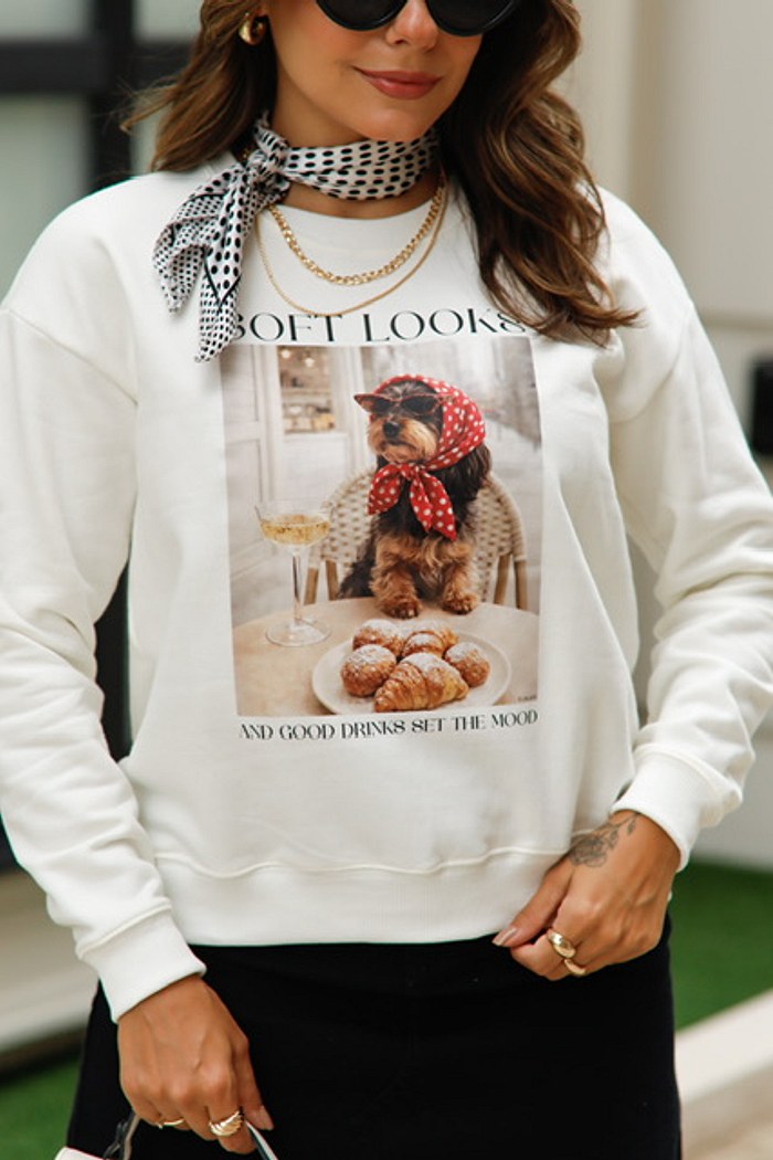 BLUSÃO MOLETOM SOFT LOOKS - OFF WHITE