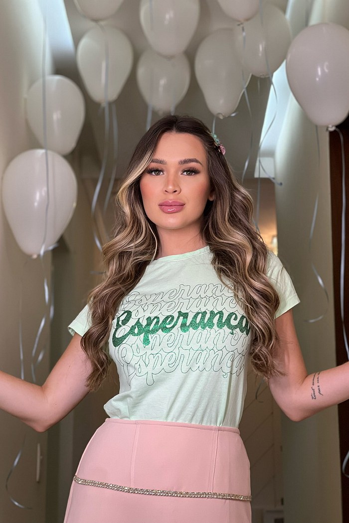 T-SHIRT ESTONADA ESPERANÇA - VERDE CLARO