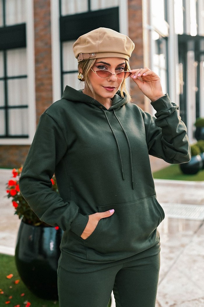 CASACO CANGURU MOLETOM - VERDE CACTUS