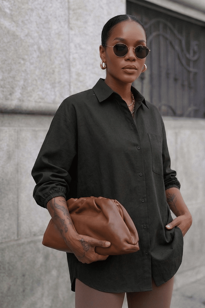 CAMISA OVERSIZED TAMANHO ÚNICO - PRETA