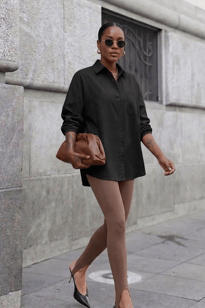 CAMISA OVERSIZED TAMANHO ÚNICO - PRETA