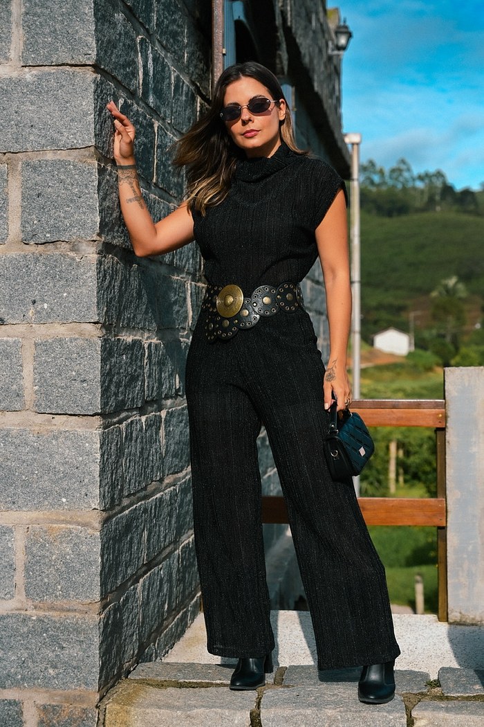 CALÇA WIDE LEG PLISSADA - PRETO LUXO