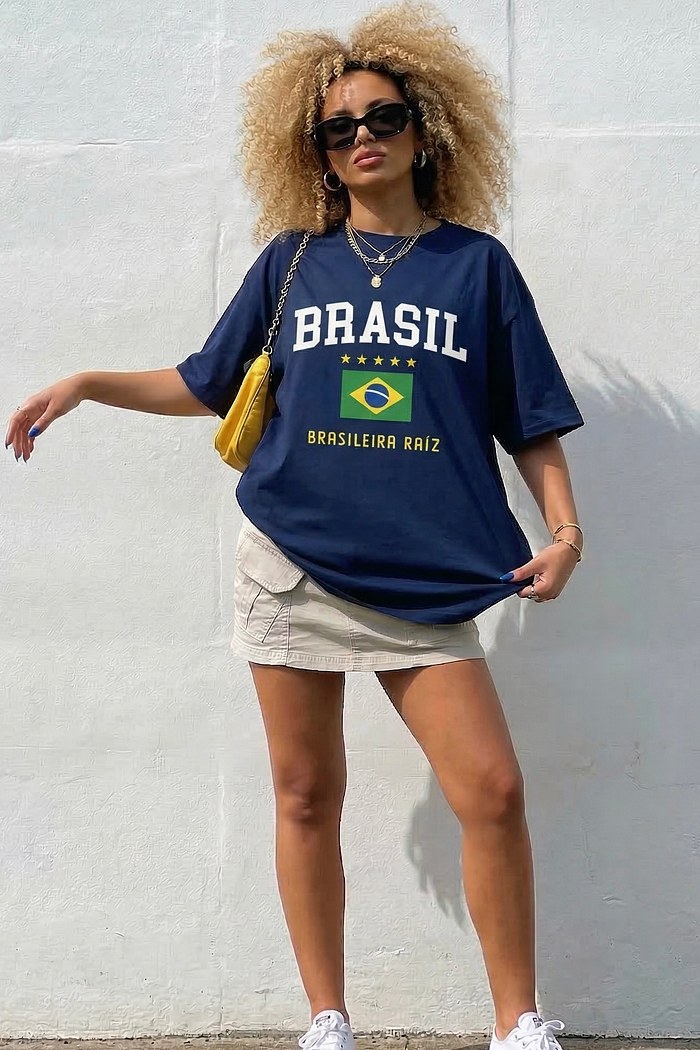 T-SHIRT ESTONADA BRASILEIRA RAIZ - AZUL