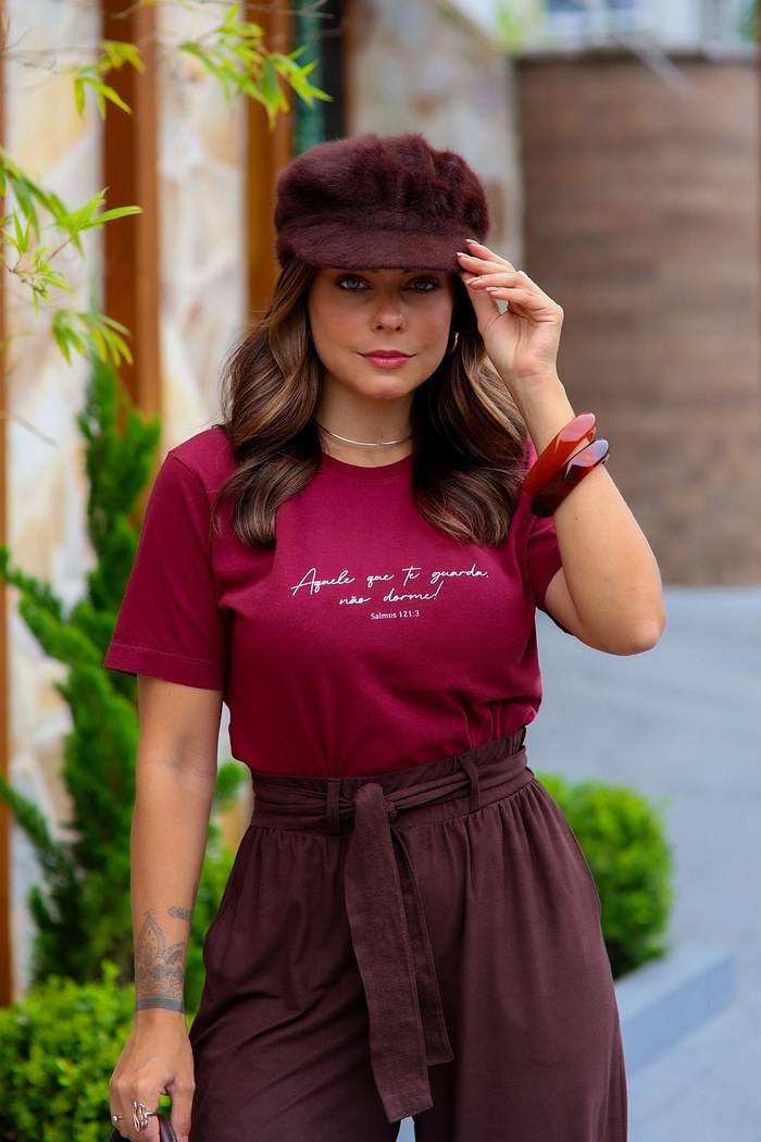 T-SHIRT ESTONADA SALMO 121:3 - MARSALA