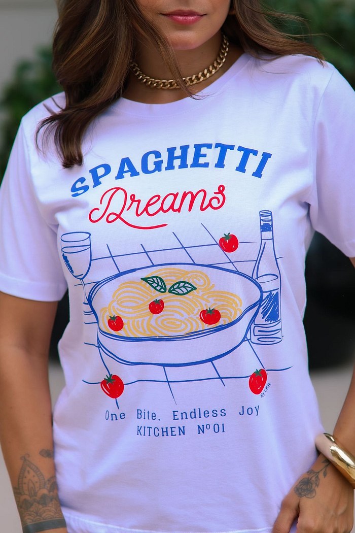 T-SHIRT SPAGHETTI DREAMS - BRANCO