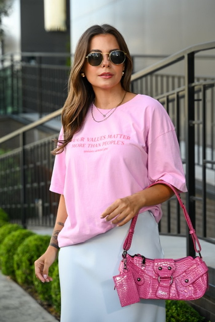 T-SHIRT ESTONADA OVERSIZED VALUES - ROSA BLUSH