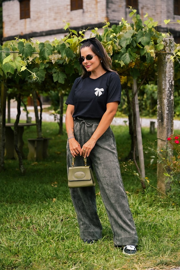 CALÇA WIDE LEG VELUDO - OLIVA
