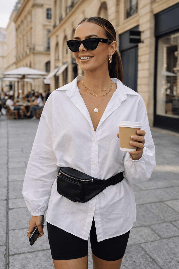 CAMISA OVERSIZED TAMANHO ÚNICO - BRANCA