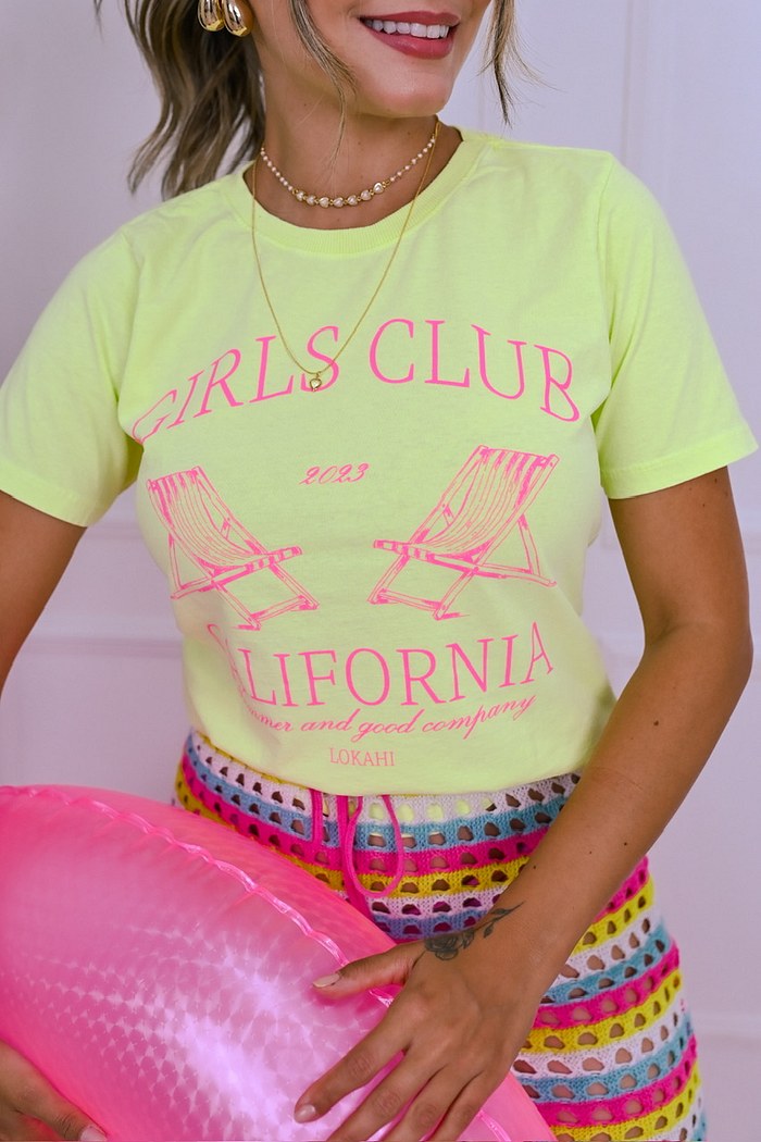 T-SHIRT ESTONADA GIRLS CLUB - AMARELO NEON