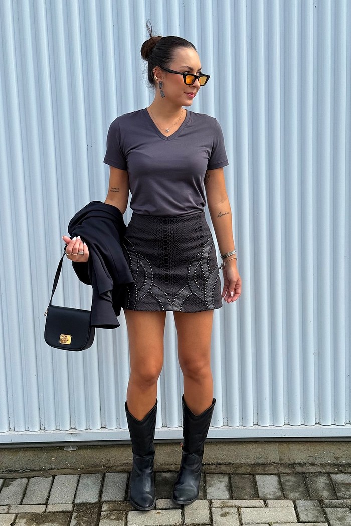 BLUSA JANETE PIMA - GRAFITE