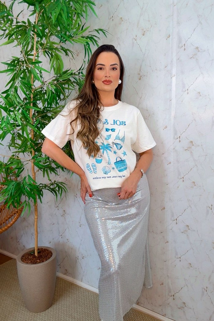 SAIA SERENA - BRANCO COM PRATA