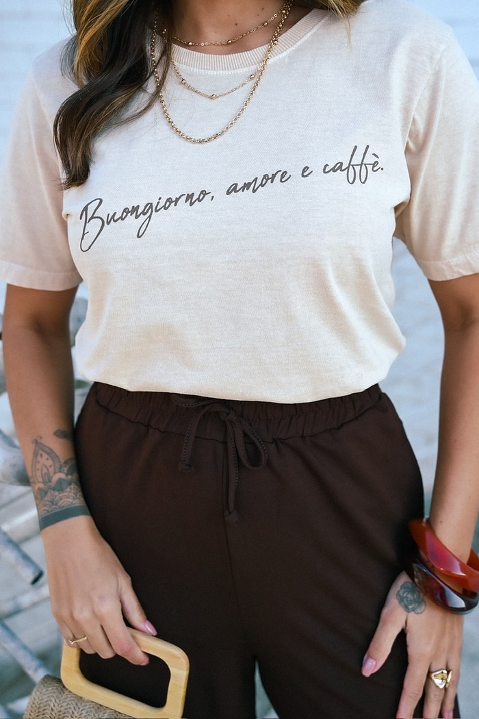 T-SHIRT ESTONADA BUONGIORNO - AREIA