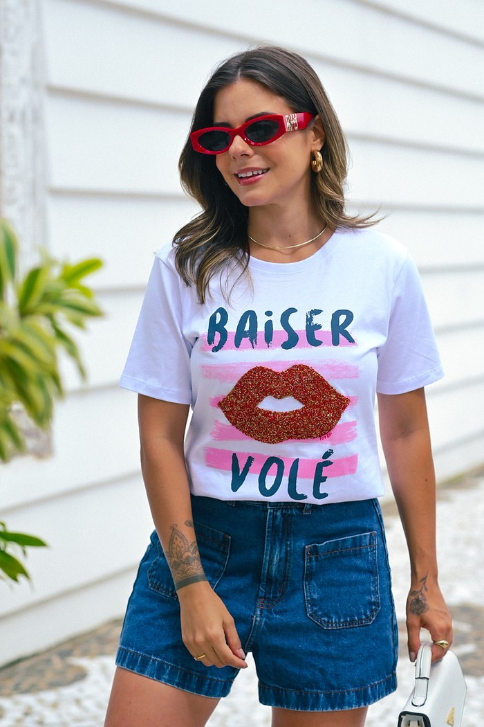 T-SHIRT BAISER VOLÉ - BRANCO