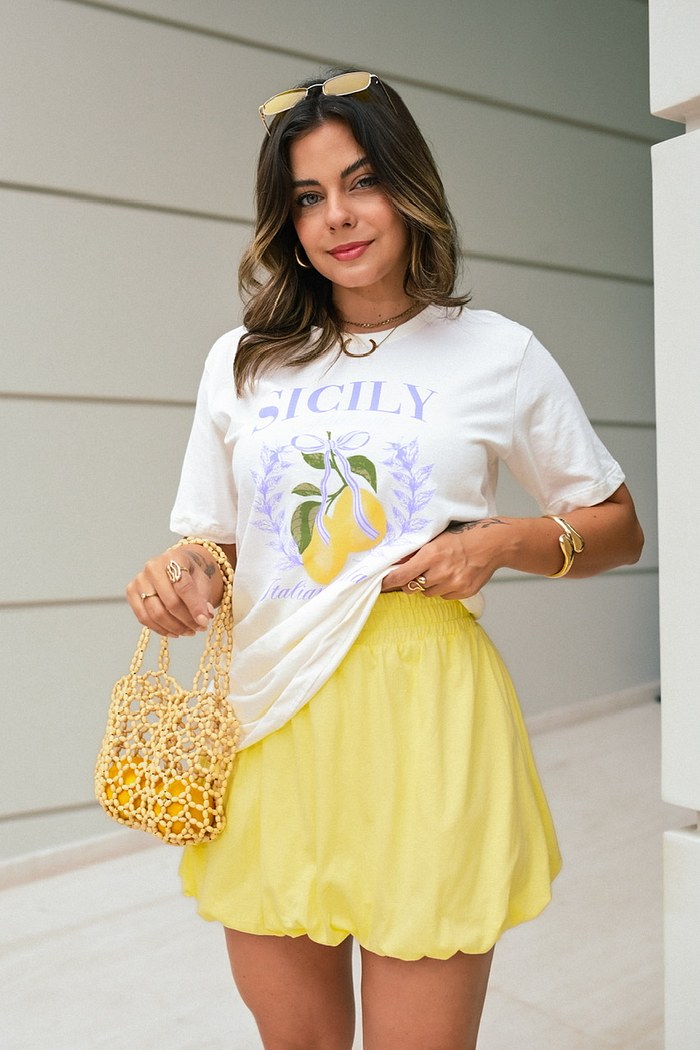 SAIA BALONÊ CURTA - AMARELO CANDY