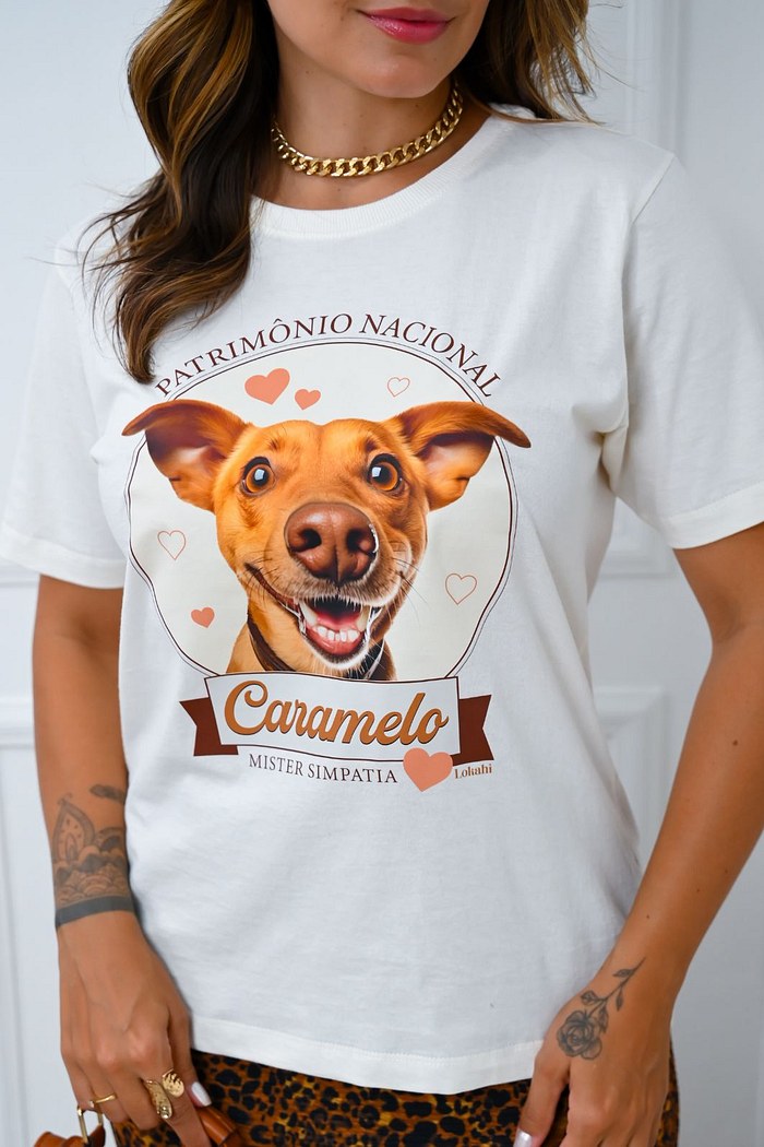 T-SHIRT CARAMELO - OFF WHITE