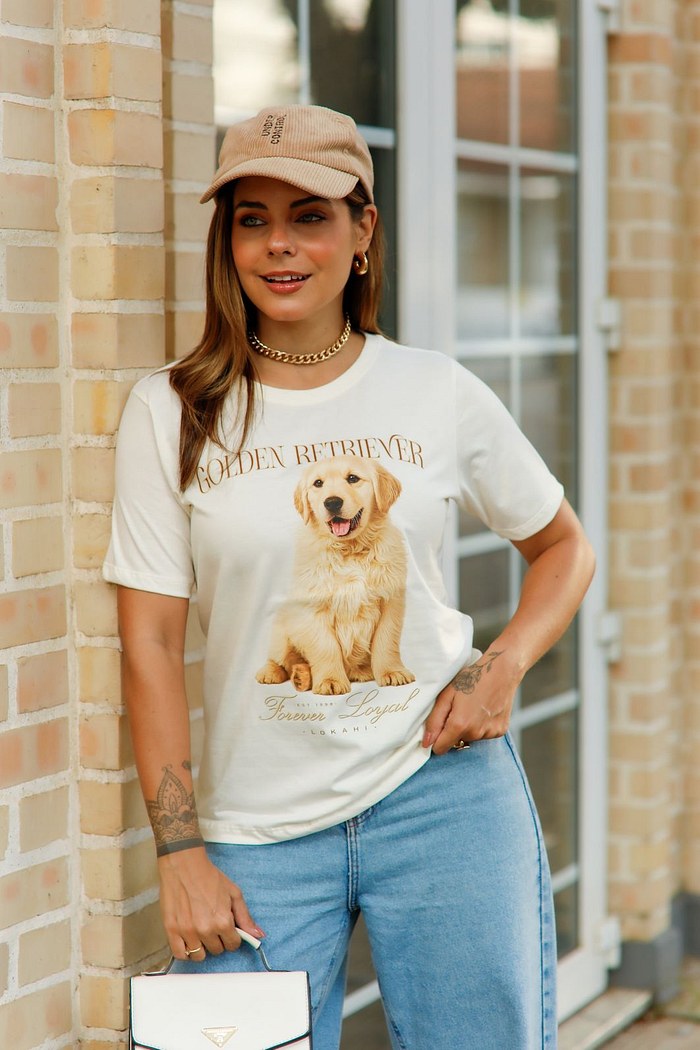 T-SHIRT GOLDEN RETRIEVER - OFF WHITE