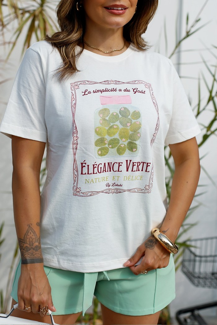 T-SHIRT ÉLÉGANTE VERTE - OFF WHITE