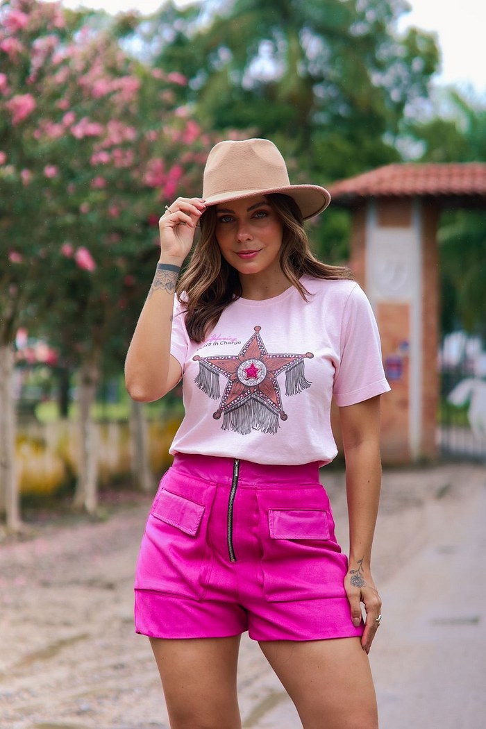 T-SHIRT ESTONADA STAR OF THE WEST - ROSA CANDY