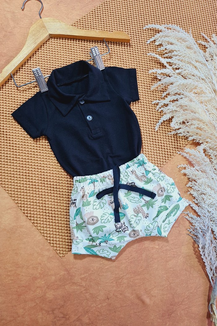 Body Polo MC Preto + Shorts
