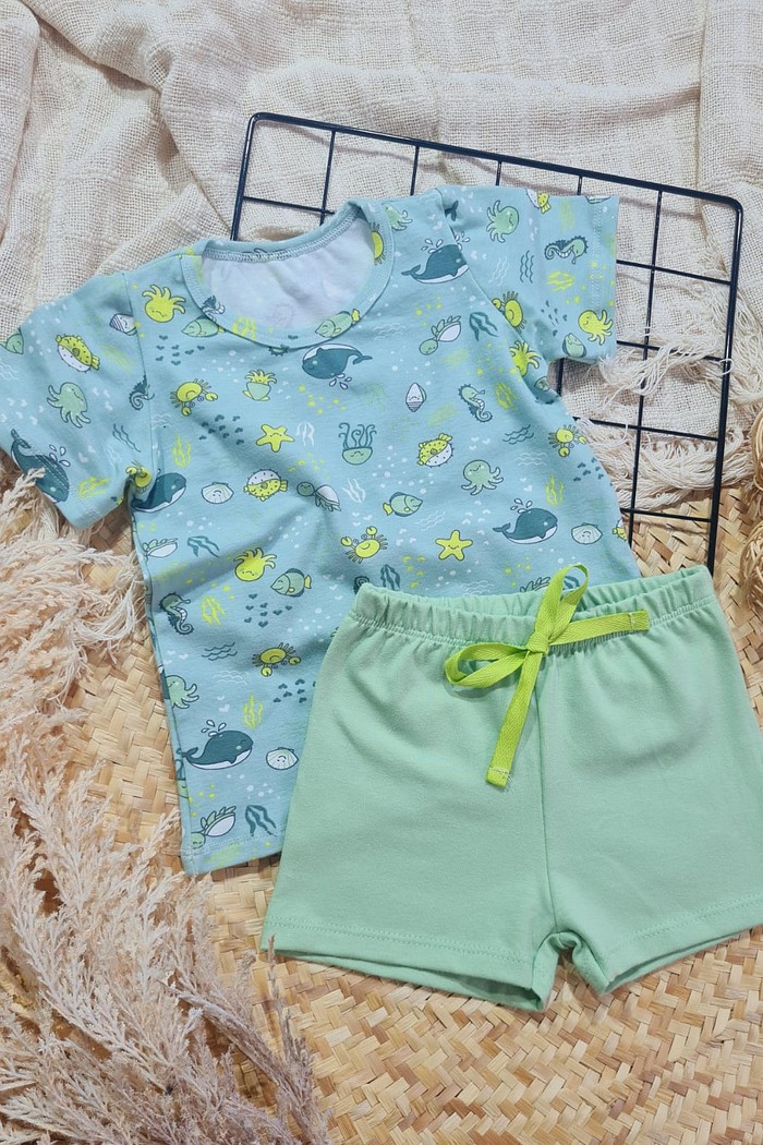 Camiseta MC + Bermuda Verde Menta