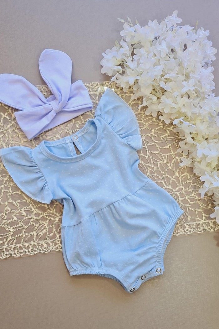 Romper Frufru + Laço Branco