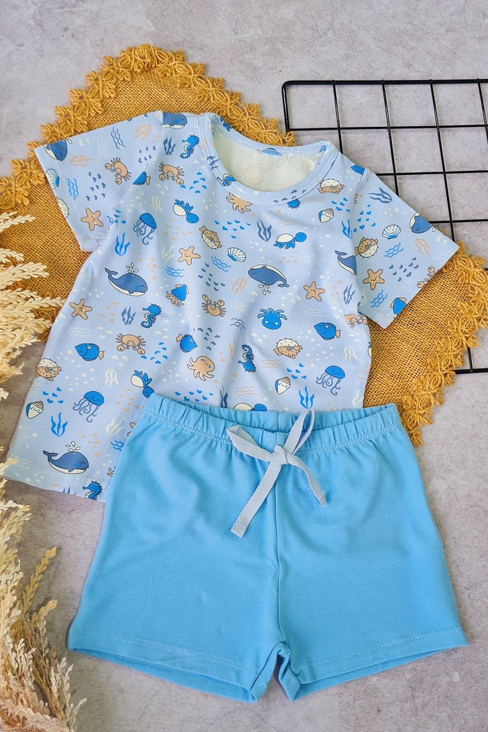 Camiseta MC + Bermuda Azul