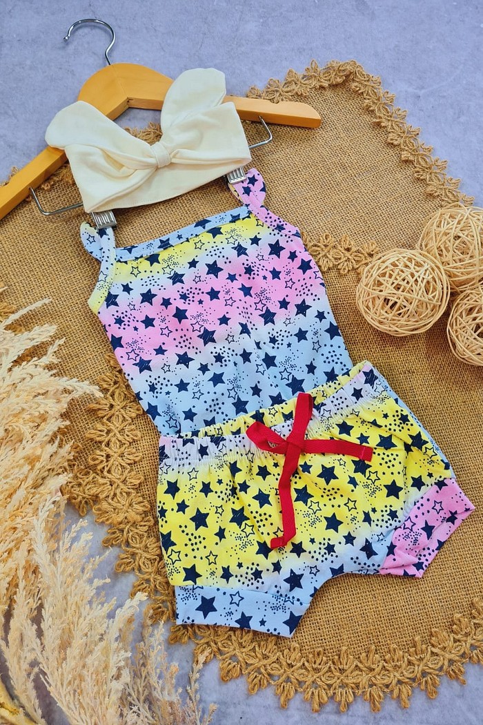 Body Alça Babado + Shorts + Laço Off