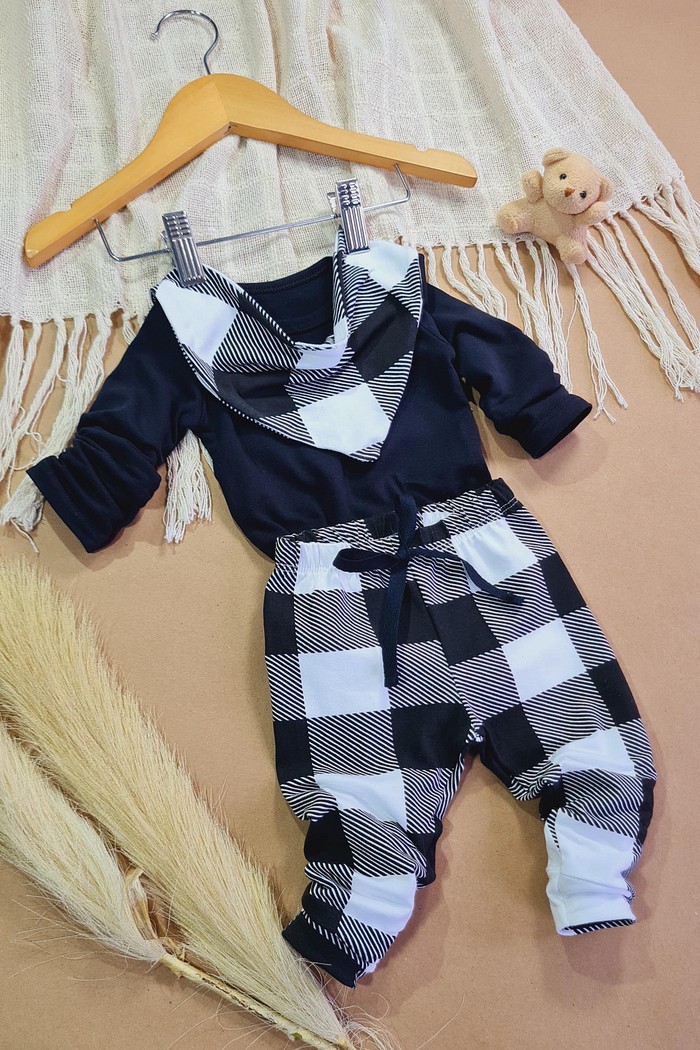 Body ML Preto + Calça + Bandana