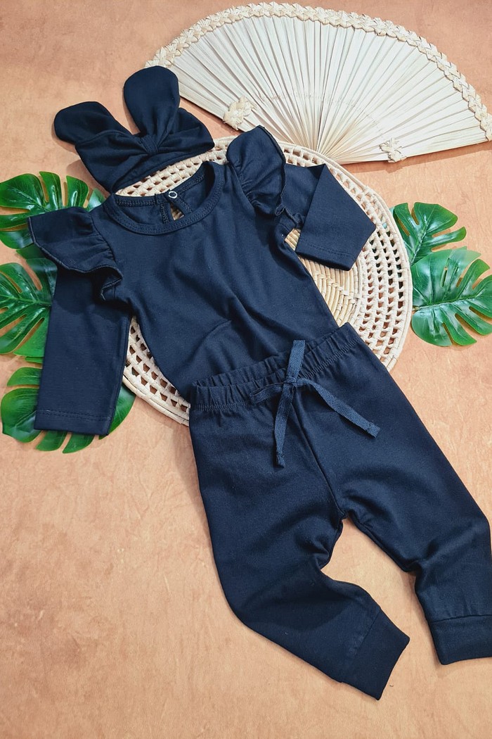 Body Frufru ML + Calça + Laço