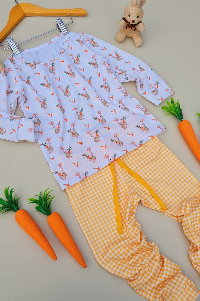 Calça Xadrez Laranja+ Camiseta Estampada