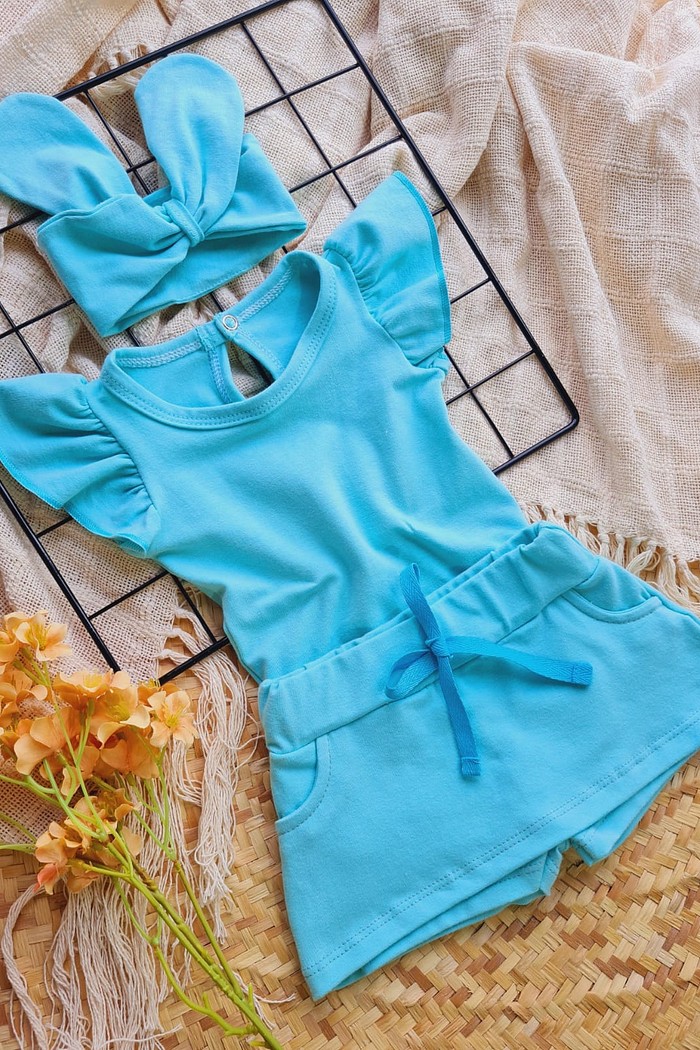 Body Frufru MC + Short Saia + Laço