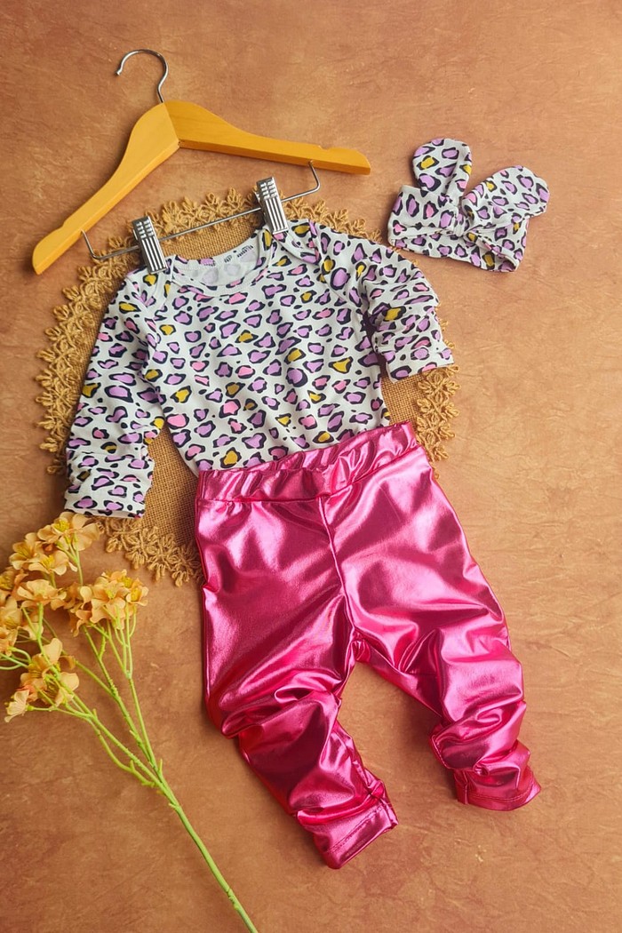 Body ML + Calça Cirre Rosa+ Laço