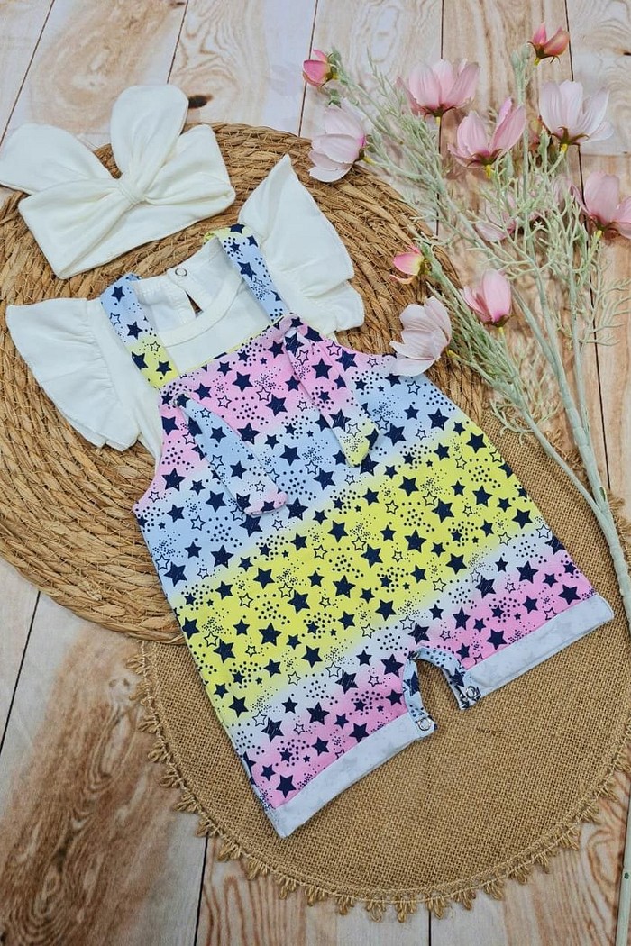 Body Frufru MC Off + Laço Off + Jardineira