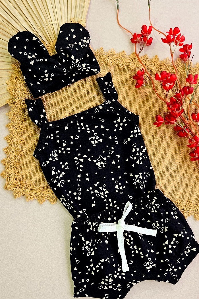 Body Alça Babado + Shorts + Laço