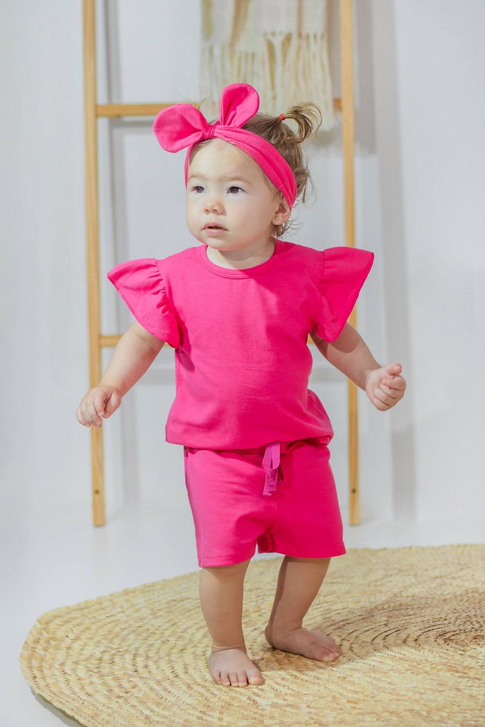 Camiseta Frufru MC + Bermuda + Laço