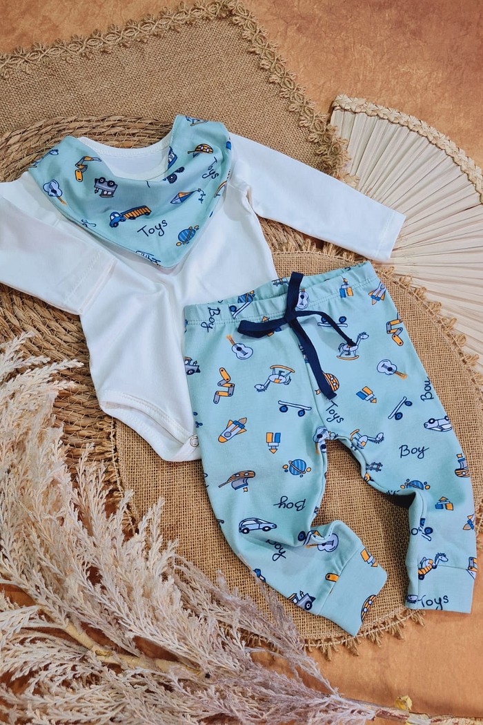 Body ML Off + Calça + Bandana