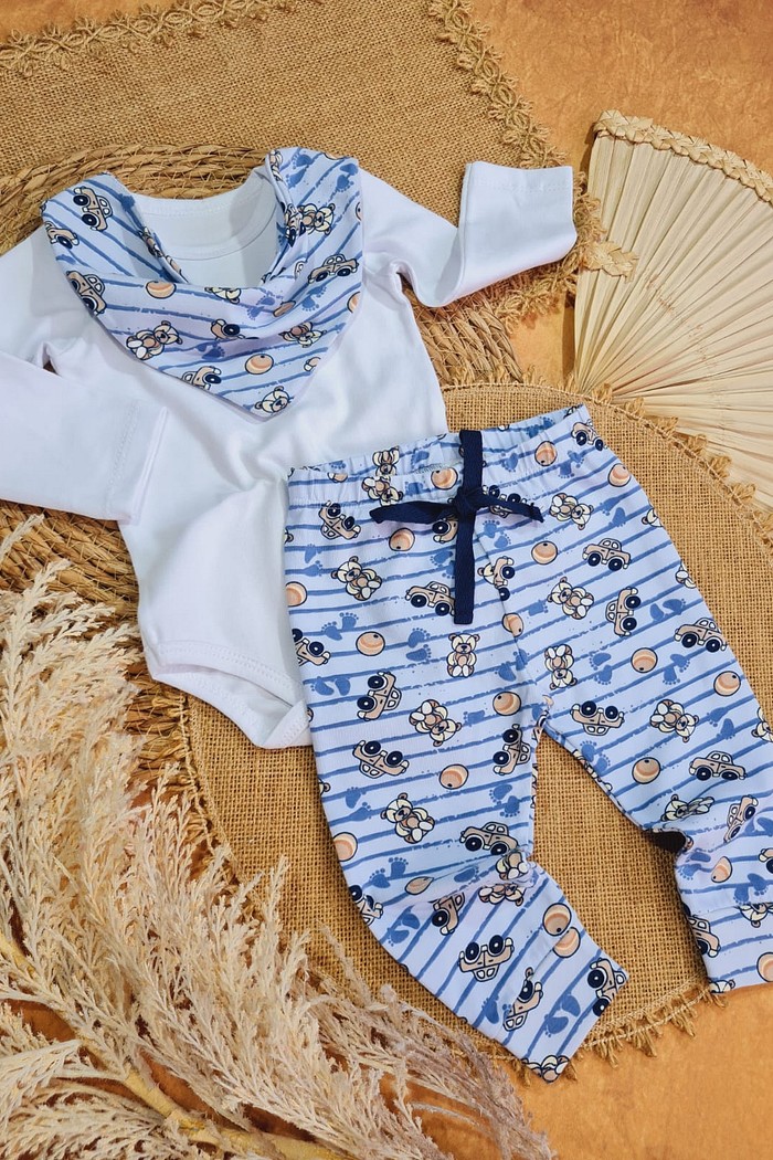 Body ML Branco + Calça + Bandana