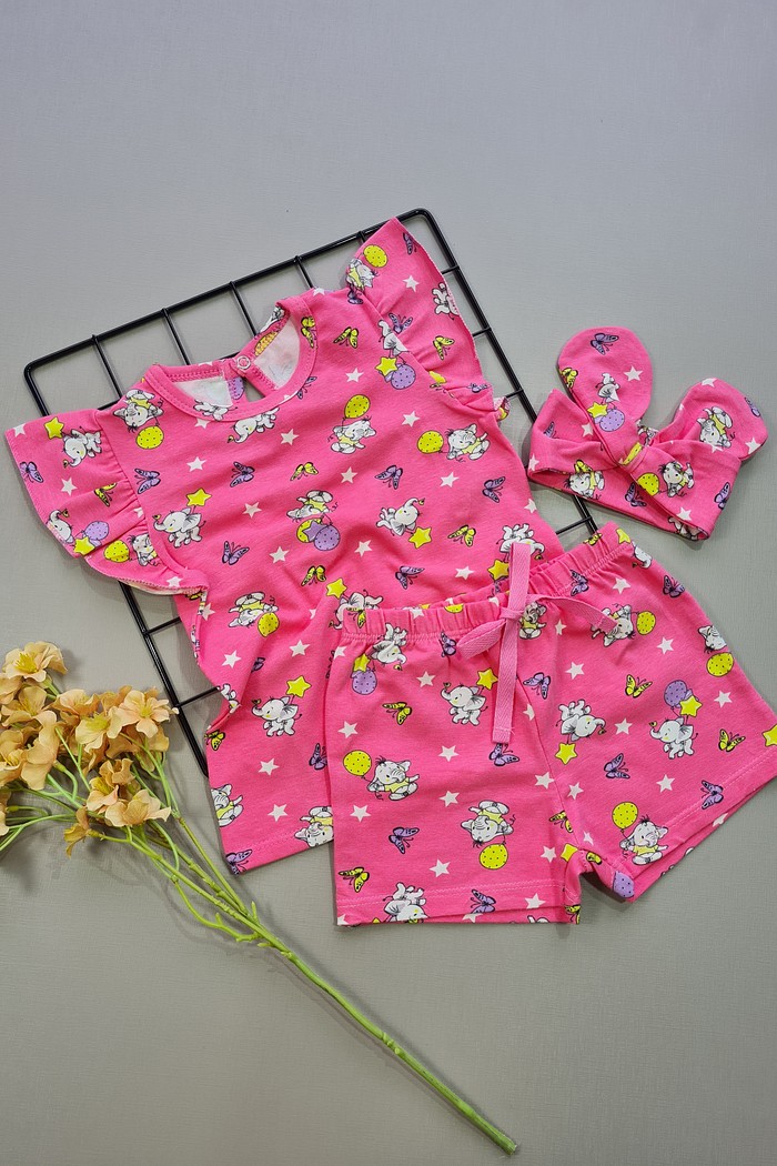 Camiseta Frufru MC + Bermuda + Laço