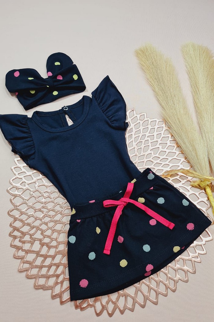 Body Frufru MC Preto + Saia + Laço