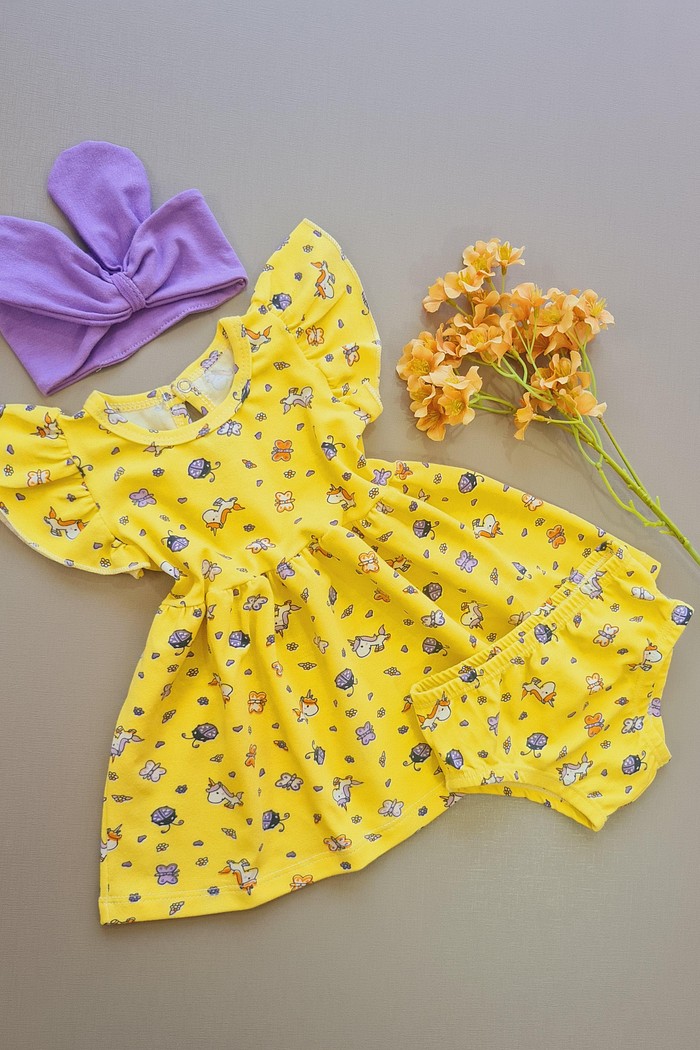 Vestido Armado + Calcinha + Laço Lilás