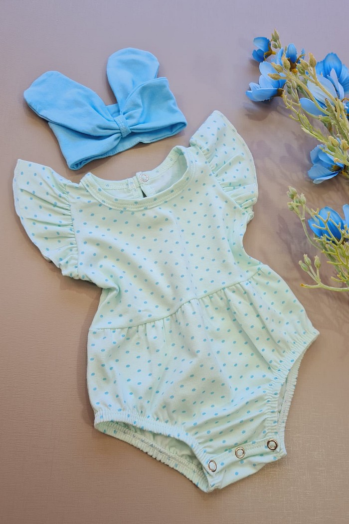 Romper Frufru + Laço Azul