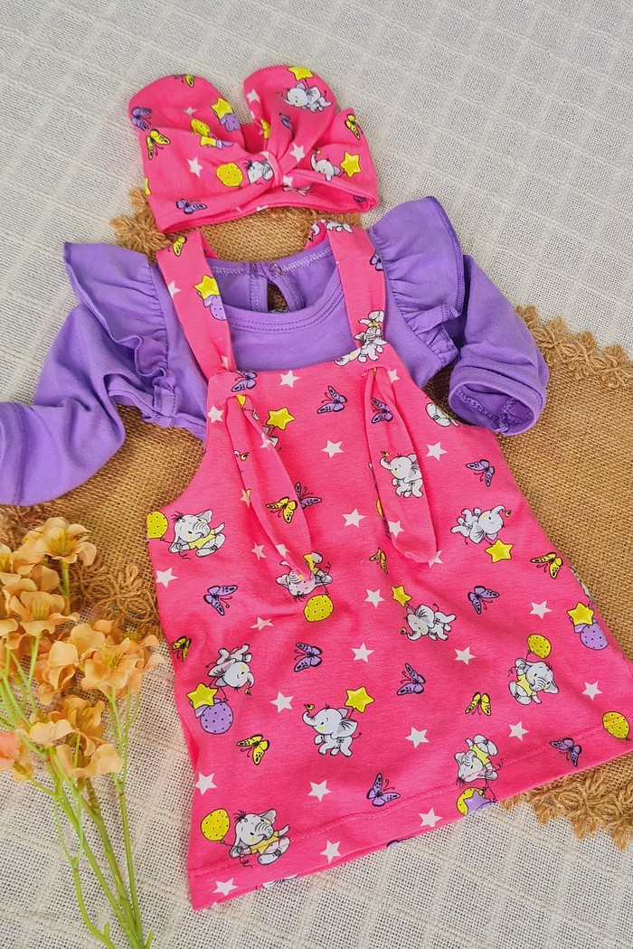 Body Frufru ML Lilás + Salopete + Laço