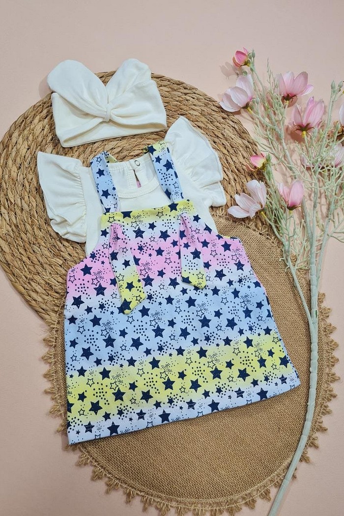 Body Frufru MC Off + Laço Off + Salopete