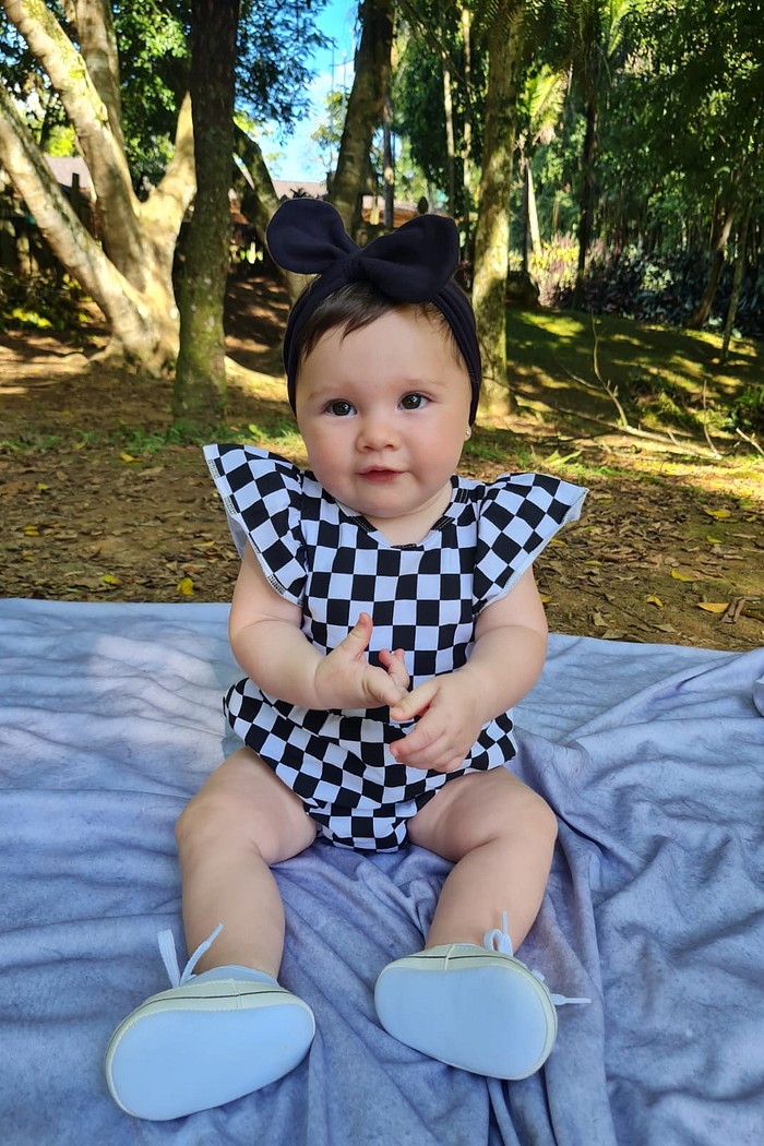 Romper Frufru + Laço Preto