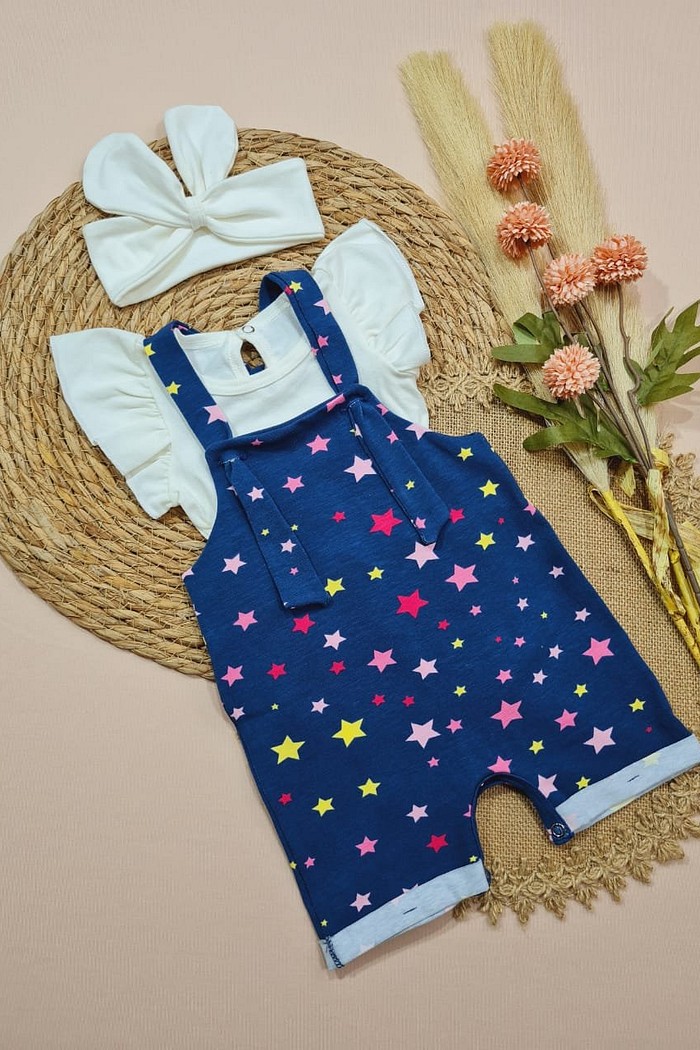 Body Frufru MC Off + Laço Off + Jardineira