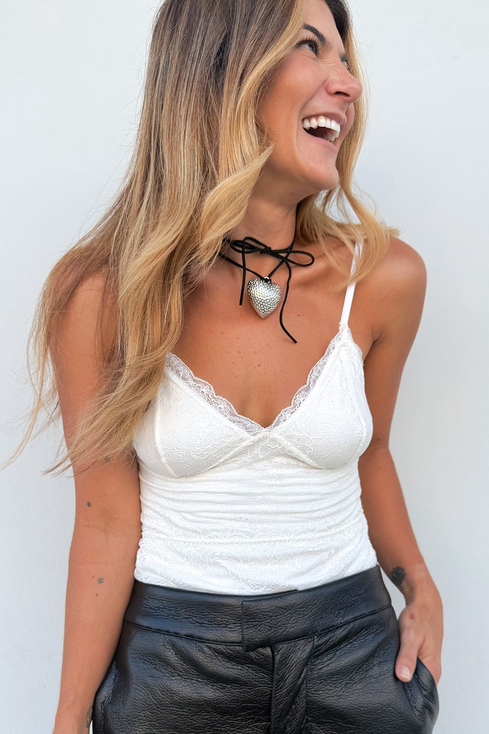 Blusa Alça Renda Branca  Nadia - MiniMoni