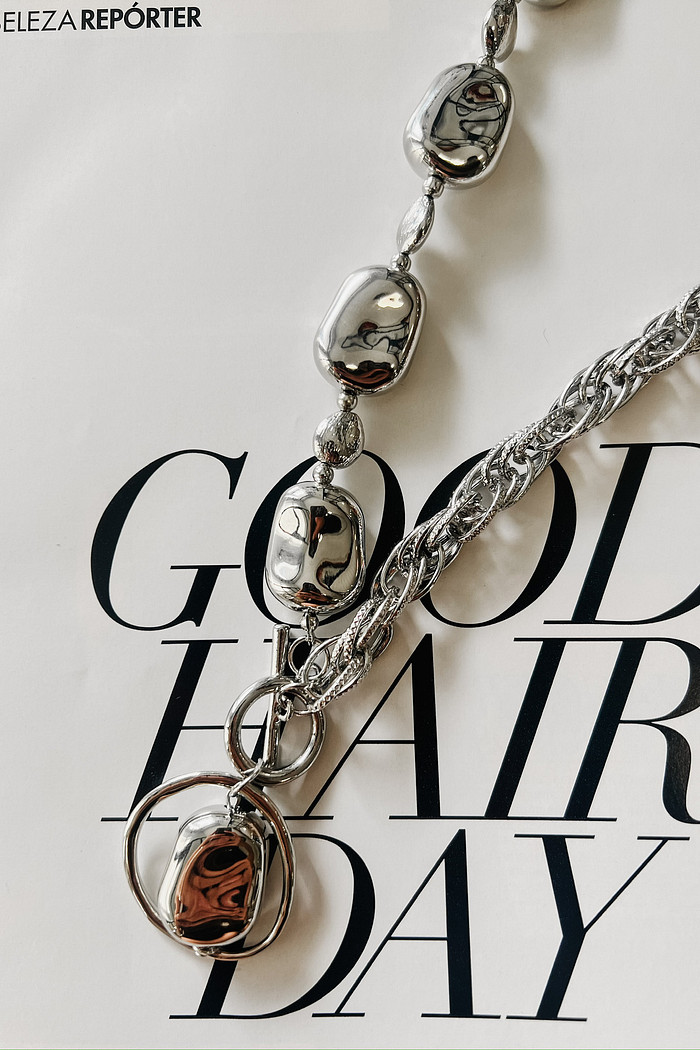 Colar Double Mix Prata - Mini Moni