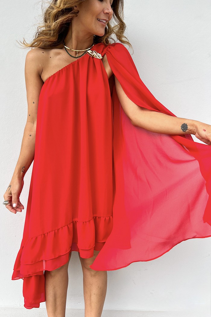 Vestido Vermelho Broche Cléo - MiniMoni